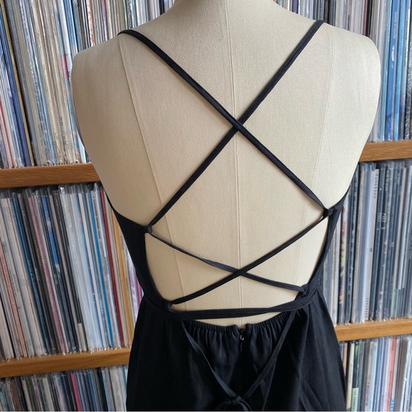 NWOT MODERN CITIZEN Black Linen Backless Dress - size SMALL - Picture 2 of 8